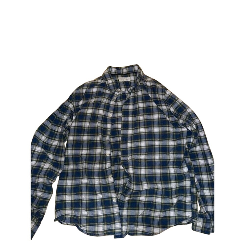 Aeropostale Plaid Flannel Shirt Women's Large Blue Green Button Up